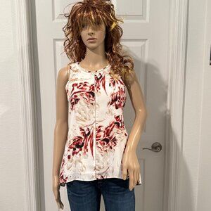 White House Black Market Floral Sleeveless Blouse Hi Lo Size XXS EUC